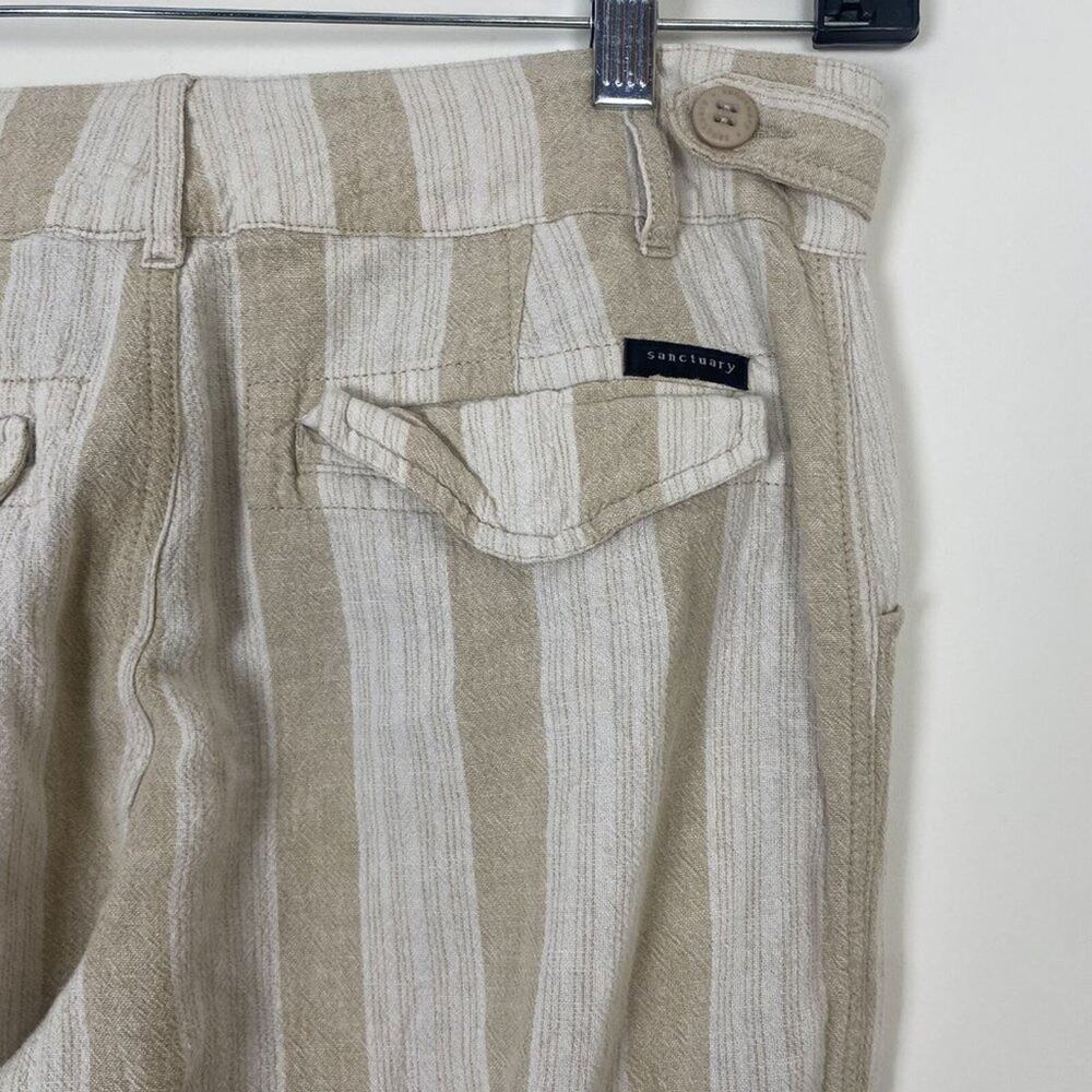 Sanctuary x Anthropologie Women's Beige White Linen Blend Cropped Pants Size 26 - Picture 5 of 7